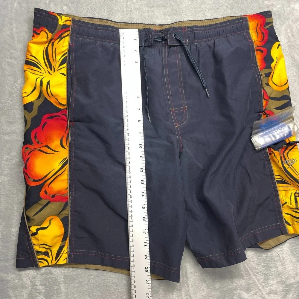 Speedo Shorts Mens Large Navy Floral Mesh‎ Lined Board Surf Surfing Water Polo